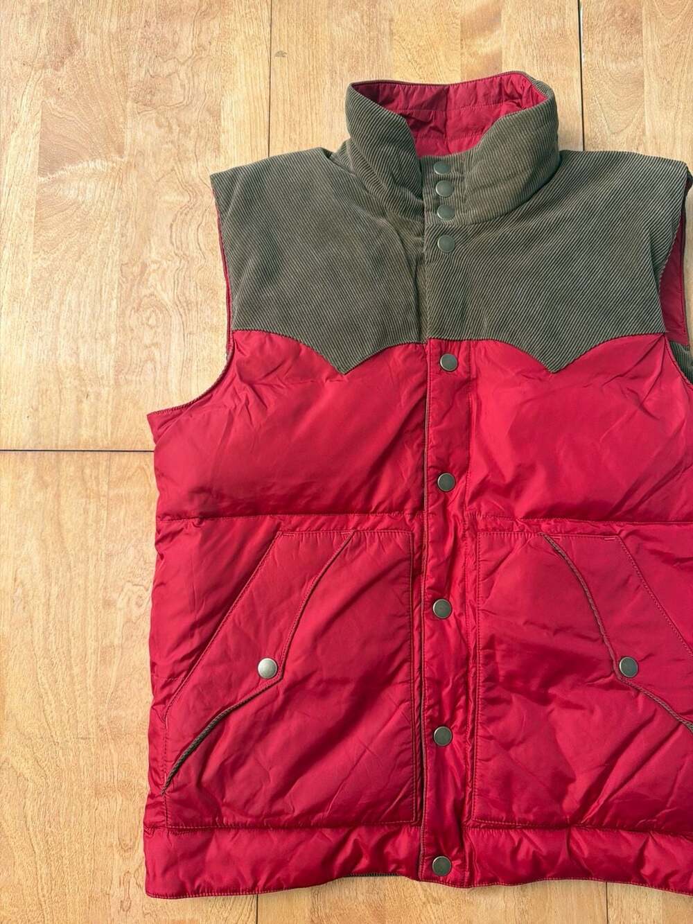 Vintage Eddie Bauer Reversible Goose Down Puffer Vest Red and Brown Western